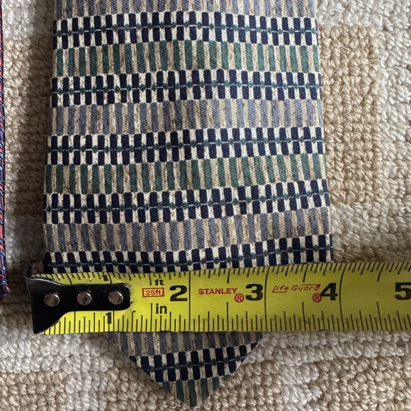 Geoffrey Beene Pure Silk Tie Set of 2 Classic Burgundy Blue Geometric Striped - Picture 7 of 8